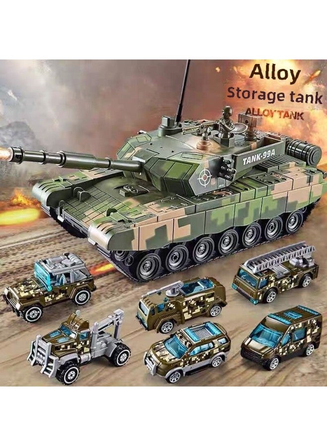 Baolexing 5812 Puzzle Tank Model Storage Car Children's Light Concert Storytelling Set Gift Toys-Color:Camouflage Green  - Image 1
