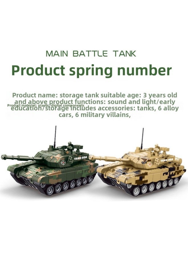 Baolexing 5812 Puzzle Tank Model Storage Car Children's Light Concert Storytelling Set Gift Toys-Color:Camouflage Green  - Image 4