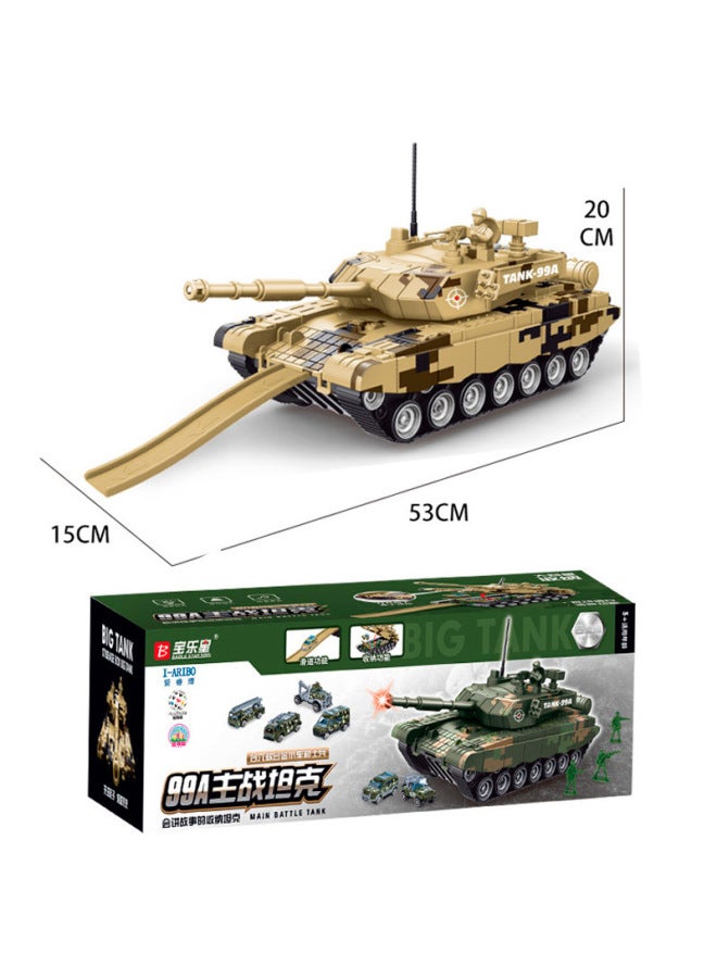 Baolexing 5812 Puzzle Tank Model Storage Car Children's Light Concert Storytelling Set Gift Toys-Color:Camouflage Green  - Image 5