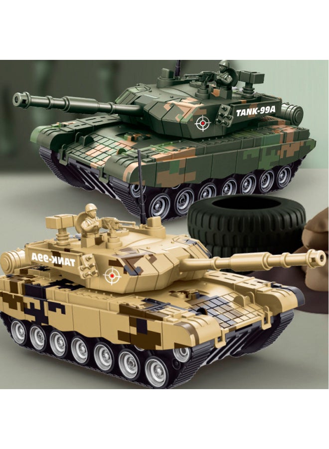 Baolexing 5812 Puzzle Tank Model Storage Car Children's Light Concert Storytelling Set Gift Toys-Color:Camouflage Green  - Image 2