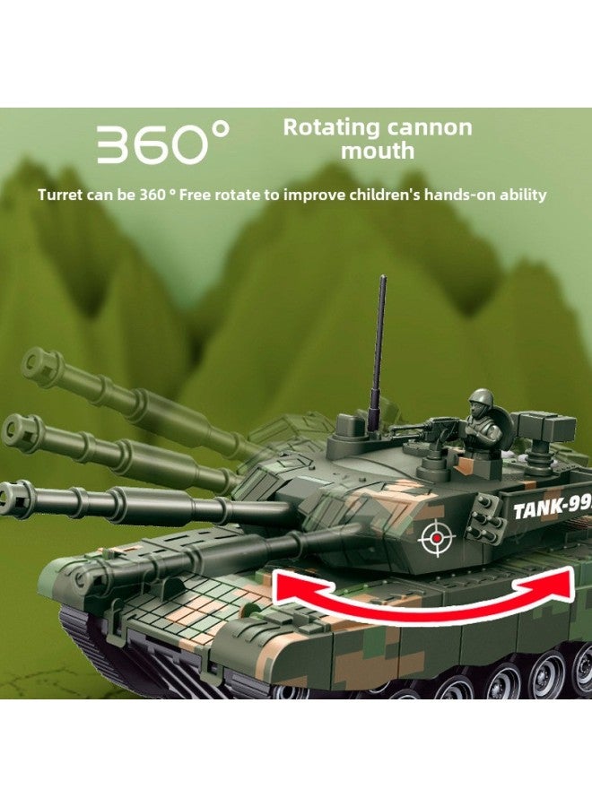 Baolexing 5812 Puzzle Tank Model Storage Car Children's Light Concert Storytelling Set Gift Toys-Color:Camouflage Green  - Image 3
