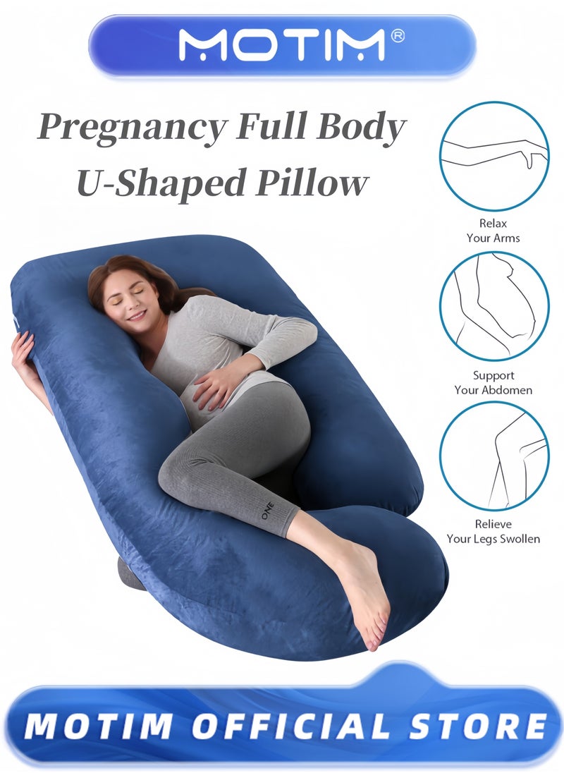 Motim Pregnancy Pillow Full Body U-Shaped Pillow Maternity Support for Pregnant Women Nursing Side Sleeping with Washable Velvet Cover (80x120x180cm)  - Image 1