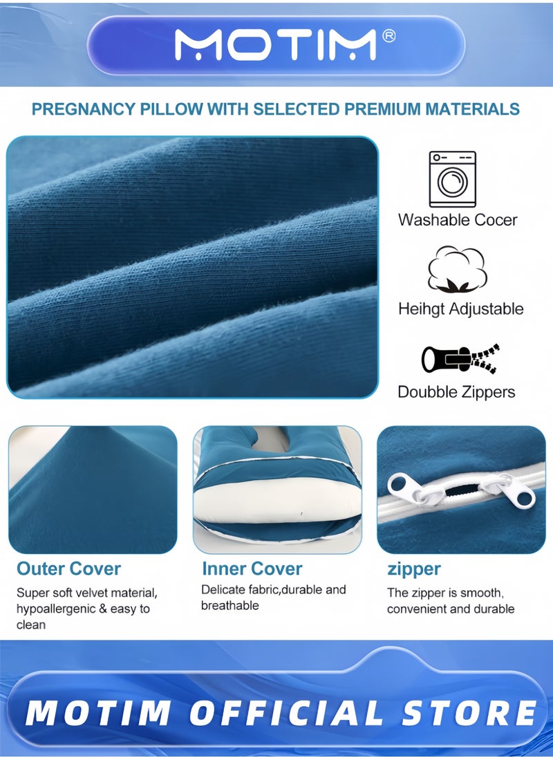 Motim Pregnancy Pillow Full Body U-Shaped Pillow Maternity Support for Pregnant Women Nursing Side Sleeping with Washable Velvet Cover (80x120x180cm)  - Image 2