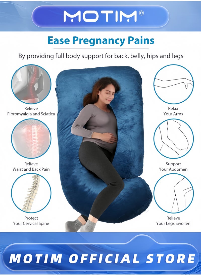 Motim Pregnancy Pillow Full Body U-Shaped Pillow Maternity Support for Pregnant Women Nursing Side Sleeping with Washable Velvet Cover (80x120x180cm)  - Image 4