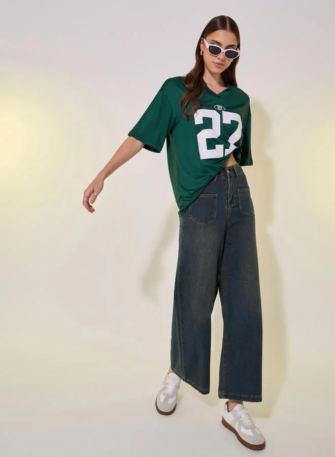 Take Two Slogan Print V-Neck Regular Fit T-Shirt