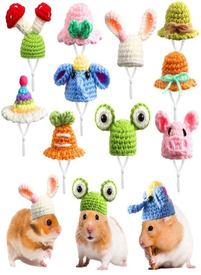 Kajaia 10 Pcs Hamster Hat Small Animals Cute Tiny Hat Mini Hand Knitted Hats for Snakes Pets Bearded Dragon Guinea Pig Bunny Costume Accessories Easter Holiday Parties(Fresh Style) - Image 1
