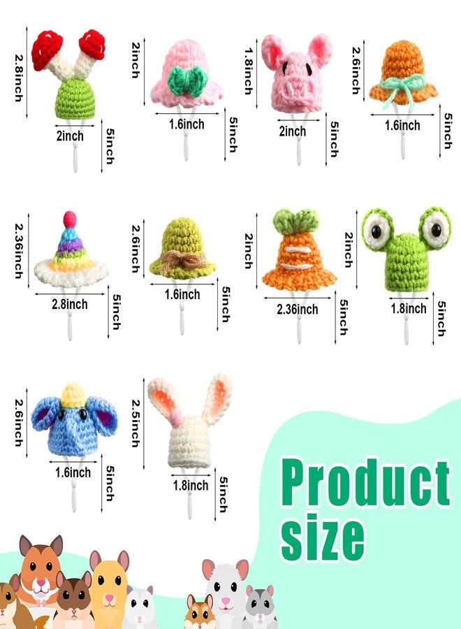 Kajaia 10 Pcs Hamster Hat Small Animals Cute Tiny Hat Mini Hand Knitted Hats for Snakes Pets Bearded Dragon Guinea Pig Bunny Costume Accessories Easter Holiday Parties(Fresh Style) - Image 2