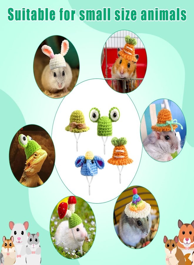 Kajaia 10 Pcs Hamster Hat Small Animals Cute Tiny Hat Mini Hand Knitted Hats for Snakes Pets Bearded Dragon Guinea Pig Bunny Costume Accessories Easter Holiday Parties(Fresh Style) - Image 3