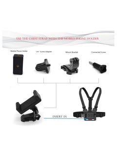 KASTWAVE Camera Chest Mount Strap Harness Fit for AKASO DJI Osmo Adjustable Cell Phone with Sports Installation Bracket kit Mobile Bracket Backpack Clip Holder  - Image 3