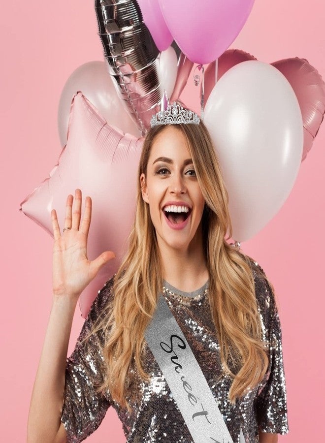 Semato 16th Birthday Tiara and Sash Kit- "Sweet 16"Birthday Decoration 16th Birthday Party Gifts Birthday Party Supplies for Girls (silver) - Image 4