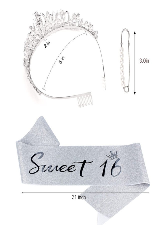 Semato 16th Birthday Tiara and Sash Kit- "Sweet 16"Birthday Decoration 16th Birthday Party Gifts Birthday Party Supplies for Girls (silver) - Image 5