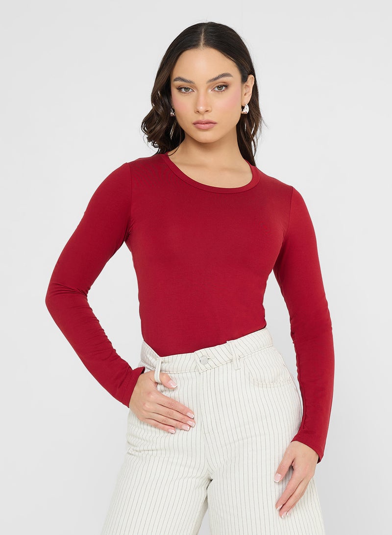 جينجر بيسيكس بلوزة بأكمام طويلة وياقة قارب - Image 1