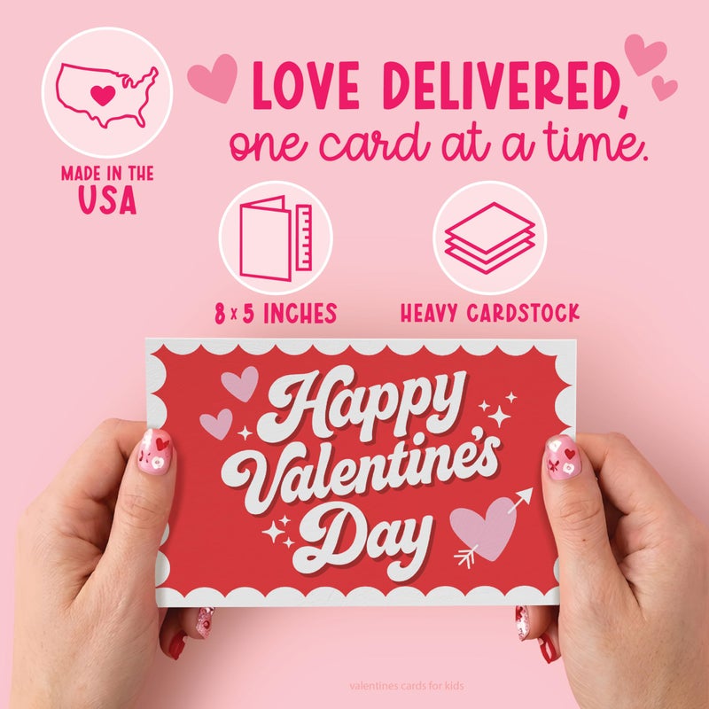 Hadley Designs Blank Valentines Day Cards for Her - Happy Valentines Cards for Him, Valentine Greeting Card with Envelope, Happy Valentine Card for Kids Classroom, Friends, Family, Wife, Girlfriend, Fiance, Mom - Image 3