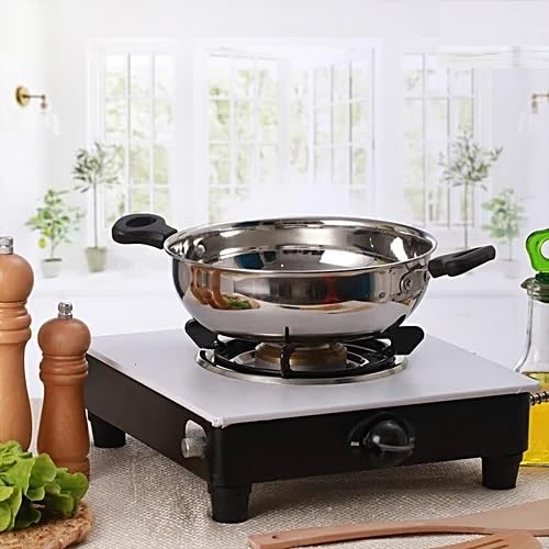 Snevad Snevad Stainless Steel Round Kadai with Handle Deep Frying Cooking Serving Pot Pan Deep Fry Pan Serving Dish Bowl Premium Heavy Gauge Steel Kadai Ideal for Daily Use 2 Liter 42x33x20 CM - Image 5