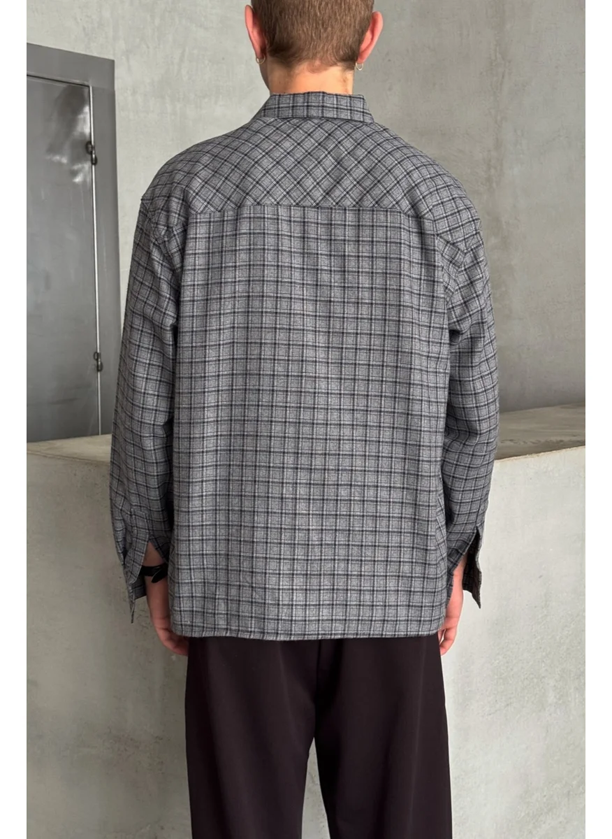 HYMAN Men's Oversize Cut Checked Shirt