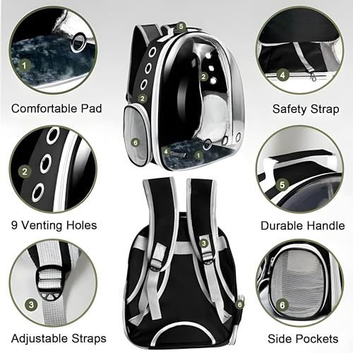 Whitecloud Transforming Homes Ultimate Ventilated Expendable Cat Backpack Carrier Secure and Portable Pet Travel Bag with Breathable Design for Outdoor Adventures AT-59 - Image 3