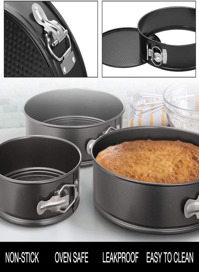 NETIZEN Carbon Steel Spring Form Cake Mould Pan Set/Baking Tray/Removable Mould Tray (Set of 3, Black) - Image 3