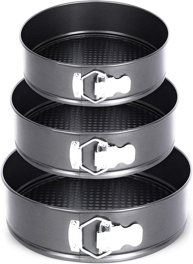NETIZEN Carbon Steel Spring Form Cake Mould Pan Set/Baking Tray/Removable Mould Tray (Set of 3, Black) - Image 1