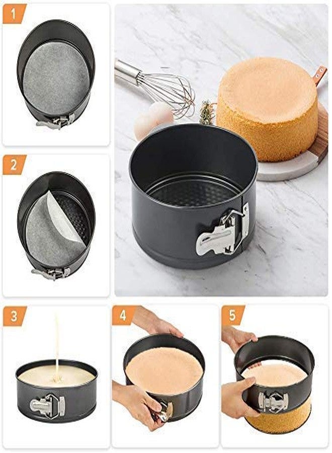 NETIZEN Carbon Steel Spring Form Cake Mould Pan Set/Baking Tray/Removable Mould Tray (Set of 3, Black) - Image 4