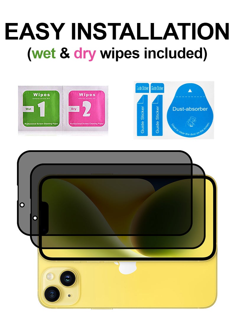 Theodor Pack of 2 Tempered Glass Screen Protector With 9H hardness For APPLE IPHONE 15 Privacy 6.1  - Image 3
