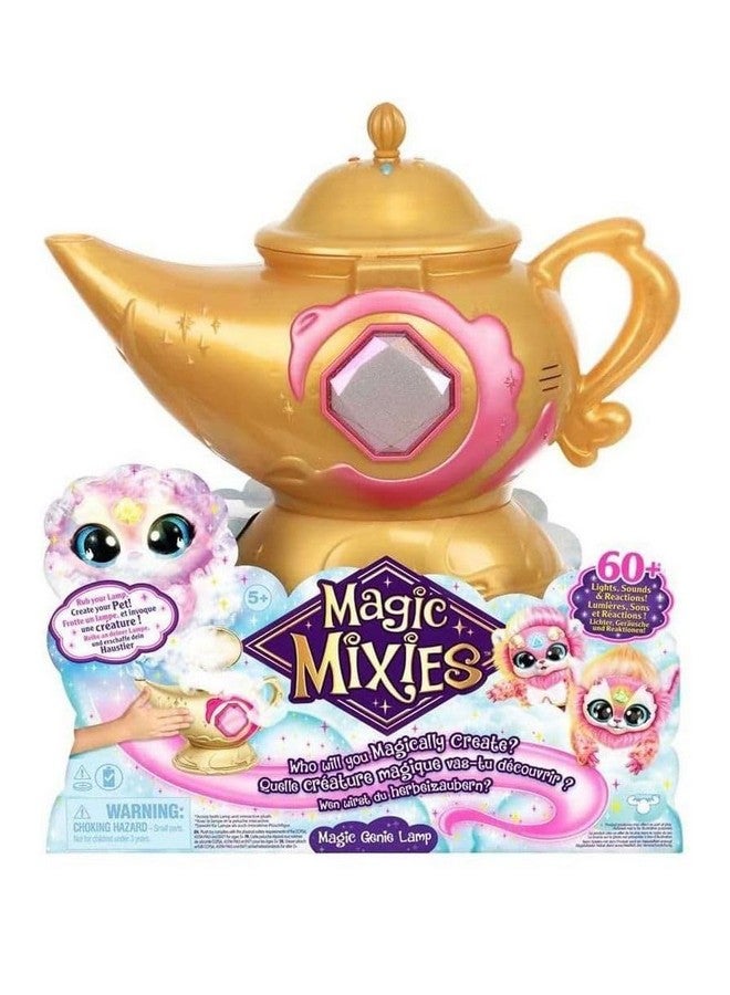 Magic Mixies Magic Mixies Magic Genie Lamp with Interactive 8" Pink Plush Toy and 60+ Sounds & Reactions. Unlock a Magic Ring and Reveal a Pink Genie from The Real Misting Lamp. Gifts for Kids, Ages 5+ 