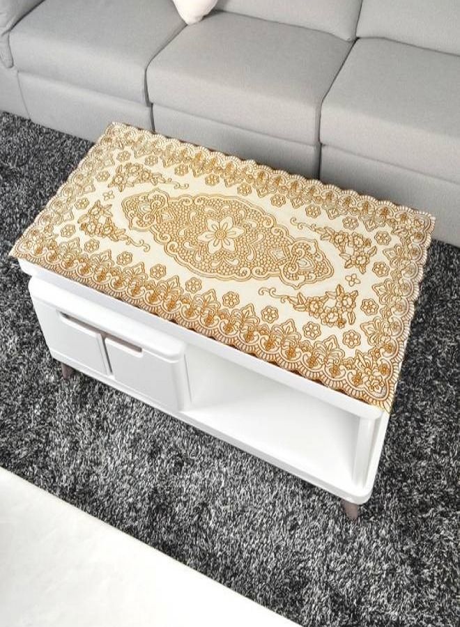 C&C Home Oval PVC Plastic Oil Proof Dining Tablecloth Bronzing Printed Table Cover Mat 60 x 120 cm - Image 1