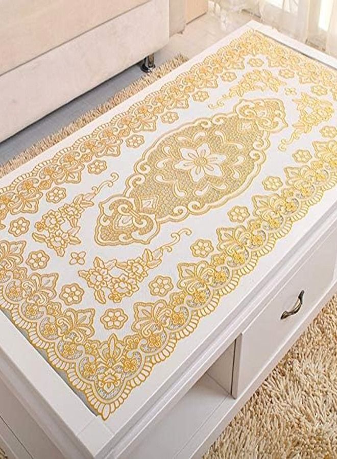 C&C Home Oval PVC Plastic Oil Proof Dining Tablecloth Bronzing Printed Table Cover Mat 60 x 120 cm - Image 2