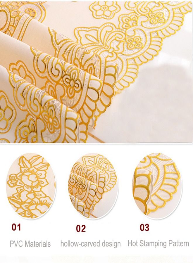 C&C Home Oval PVC Plastic Oil Proof Dining Tablecloth Bronzing Printed Table Cover Mat 60 x 120 cm - Image 3
