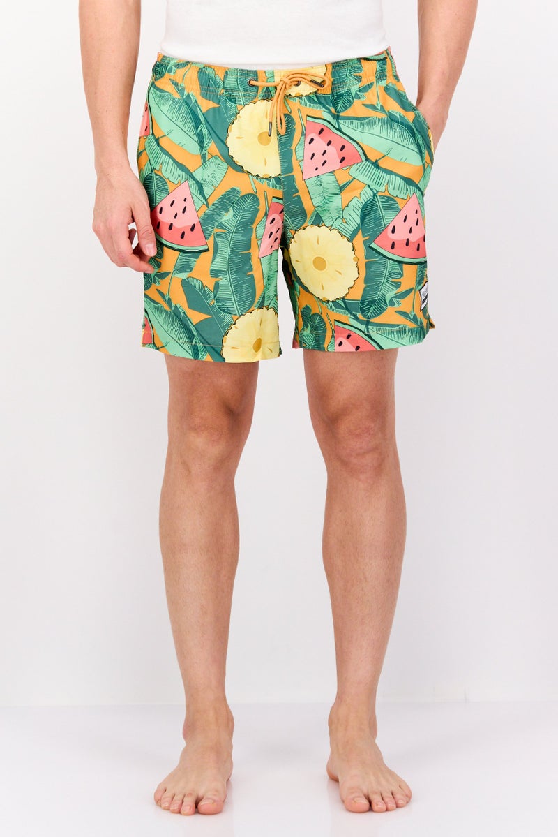 Beach Bros Men Allover Printed Beach Shorts, Green Combo - Image 1