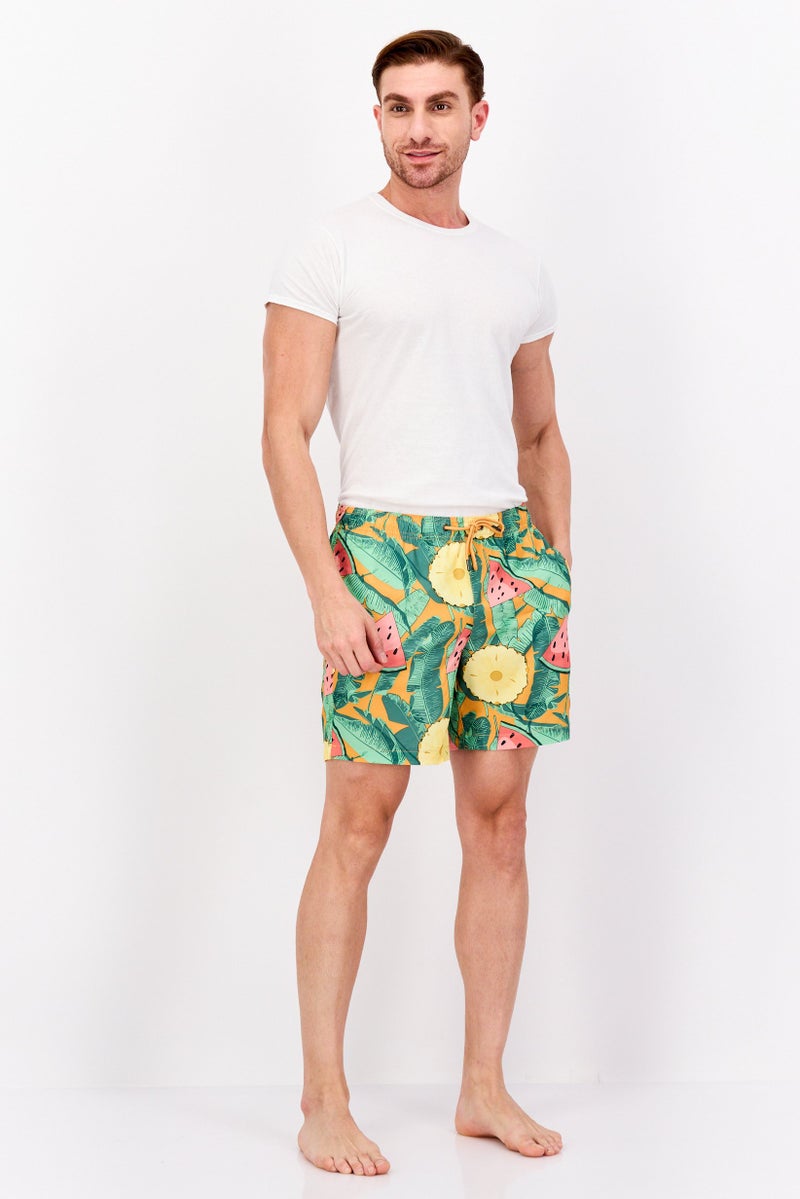 Beach Bros Men Allover Printed Beach Shorts, Green Combo - Image 4