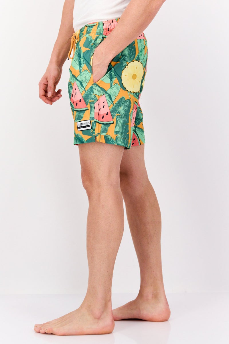 Beach Bros Men Allover Printed Beach Shorts, Green Combo - Image 3