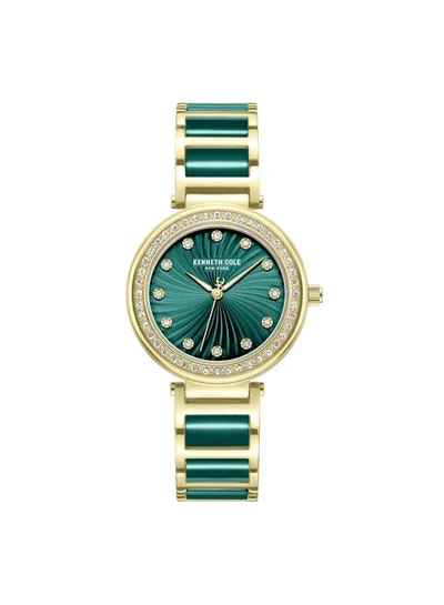 Kenneth Cole New York Modern Classic Women's 34mm Watch with Green Dial & Gold-Green-Plated Stainless Steel Bracelet