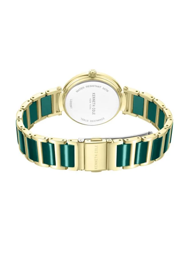 Kenneth Cole New York Modern Classic Women's 34mm Watch with Green Dial & Gold-Green-Plated Stainless Steel Bracelet