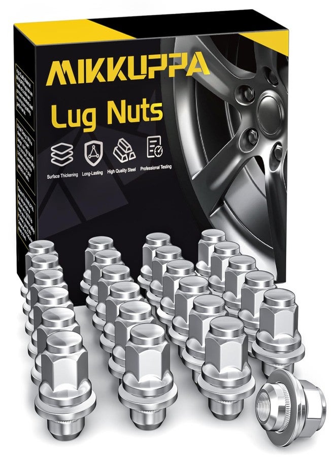 ميكوبّا مجموعة صواميل العجلات MIKKUPPA M12x1.5، 24 قطعة، سداسية الشكل، 13/16 بوصة (21 مم)، مطلية بالكروم، بتصميم المصنع الأصلي، صواميل عجلات من المغنيسيوم لعجلات تويوتا ولكزس الأصلية. - Image 1