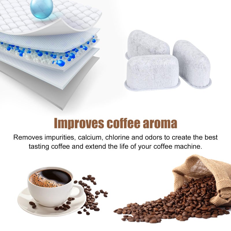 Gosknor 3pcs Coffee Maker Filter Replacement, Activated Charcoal Water Filter Espresso Coffee Machine Cafe Maker Carbon for Delonghi Accessories Compatible with 7313285779 - Image 3