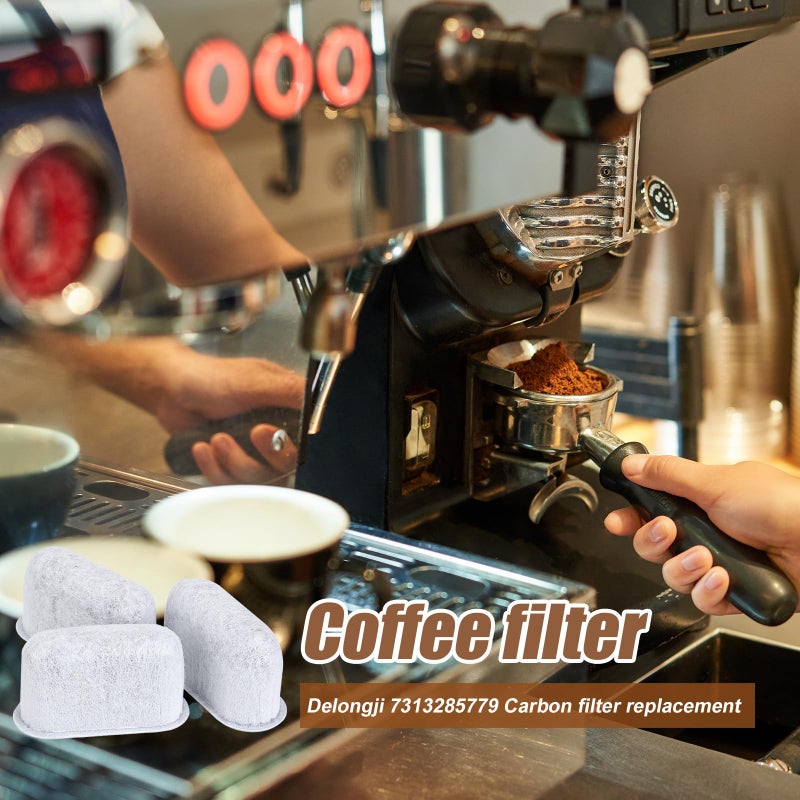 Gosknor 3pcs Coffee Maker Filter Replacement, Activated Charcoal Water Filter Espresso Coffee Machine Cafe Maker Carbon for Delonghi Accessories Compatible with 7313285779 - Image 5