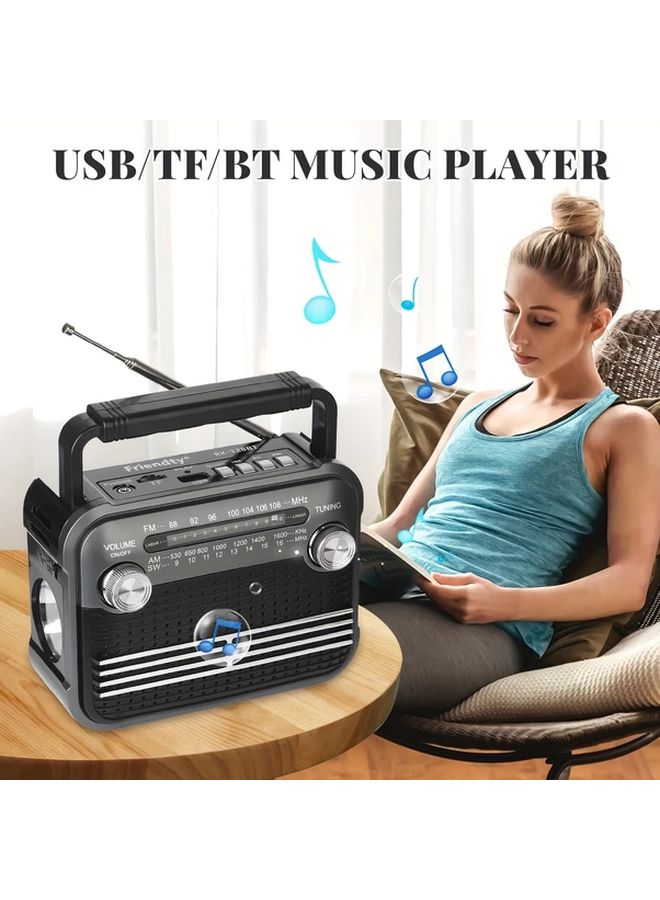 Grey Portable Radio FM AM SW1-6 USB TF SD Player Built In Loudspeaker Vintage Tuner Design Battery USB Powered Compatible Smartphone Tablet Laptop Home Travel Camping Car - Image 5