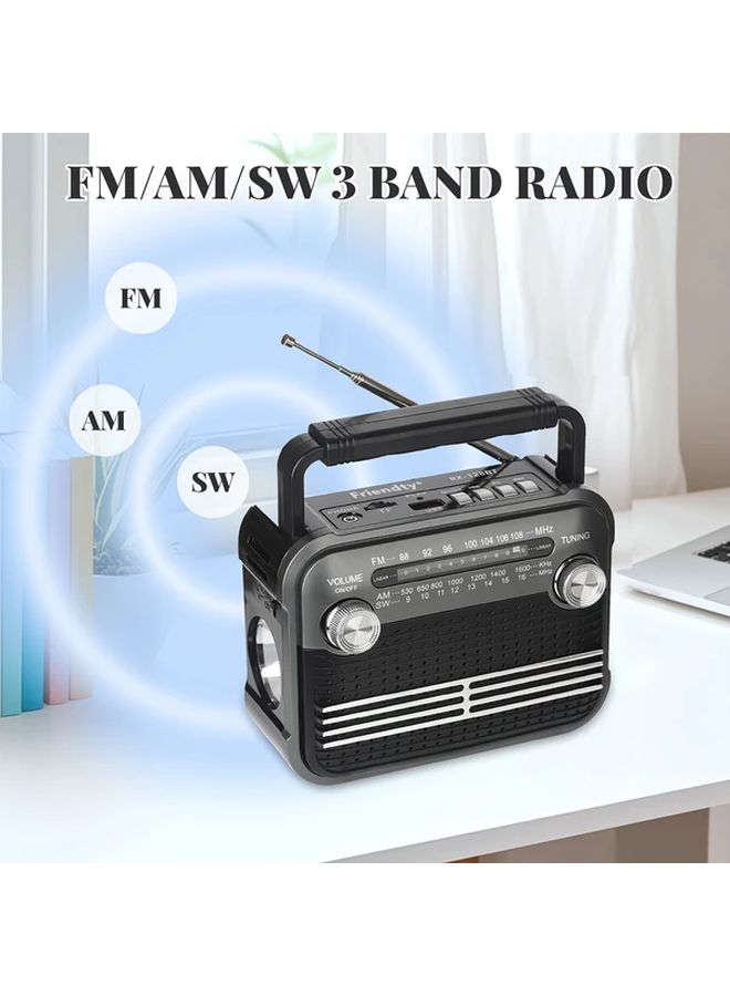 Grey Portable Radio FM AM SW1-6 USB TF SD Player Built In Loudspeaker Vintage Tuner Design Battery USB Powered Compatible Smartphone Tablet Laptop Home Travel Camping Car - Image 1