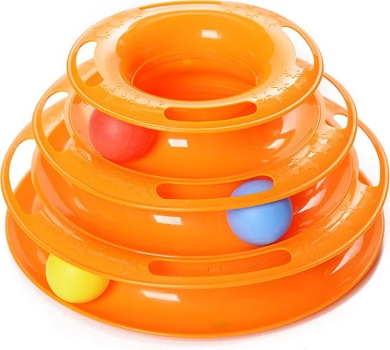 Rennway Tower Of Tracks 3-Layer Cat Toy Set - Orange