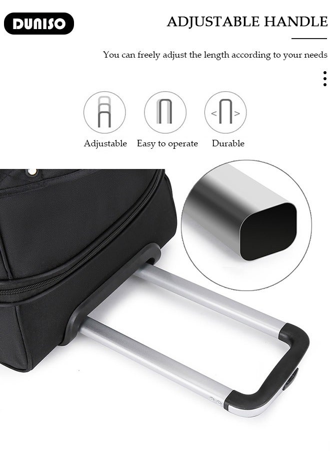 DUNISO Rolling Duffle Bag, Rolling Garment Bags for Travel,Carry-On Bag Large Capacity Travel Handbag with Adjustable Pull Rod,Expandable Waterproof Weekend Luggage Bag for Unisex,Suits for School, Work, Business Trips - Image 5