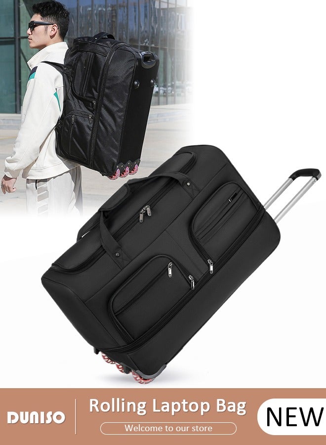 DUNISO Rolling Duffle Bag, Rolling Garment Bags for Travel,Carry-On Bag Large Capacity Travel Handbag with Adjustable Pull Rod,Expandable Waterproof Weekend Luggage Bag for Unisex,Suits for School, Work, Business Trips - Image 1