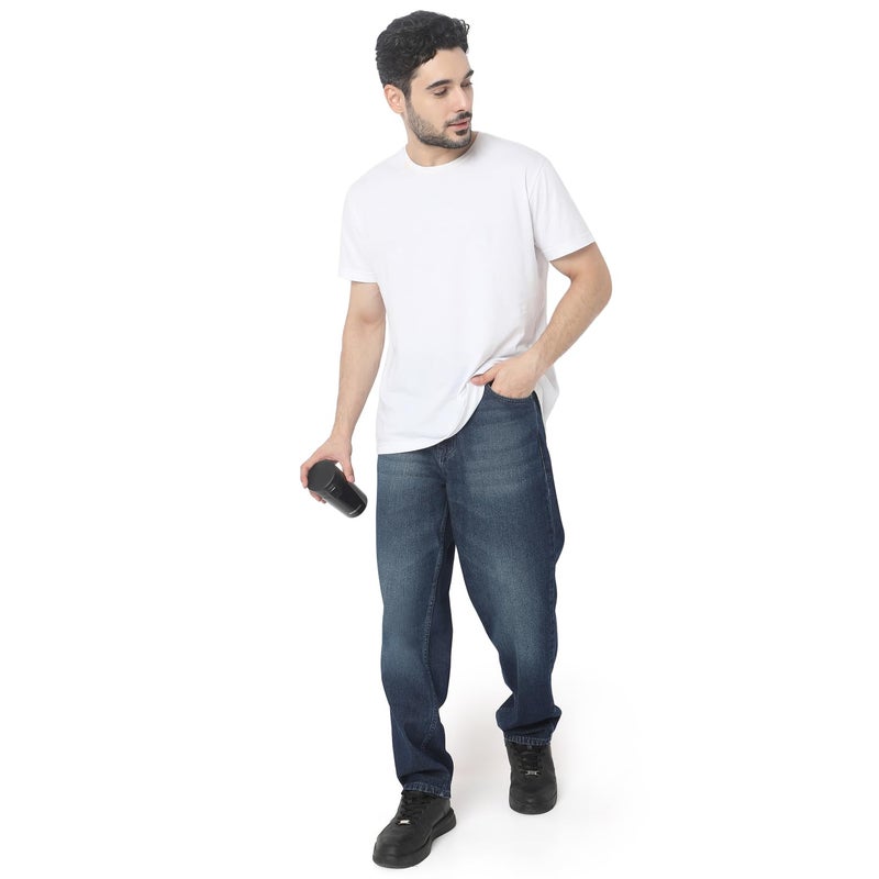 Spykar Men's Renato Loose Fit Mid-Rise Casual Jeans Dark Blue - Image 5