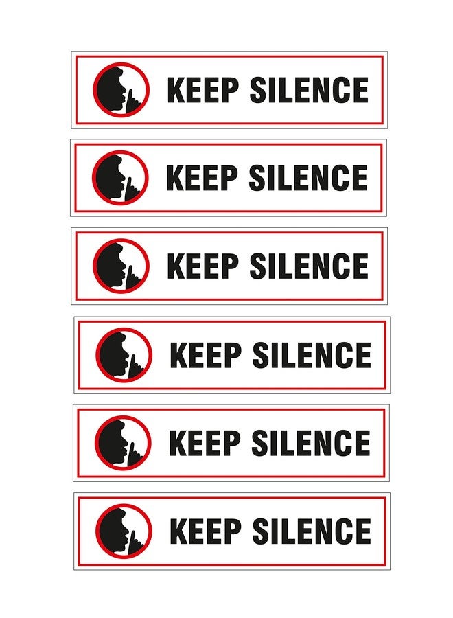 NS INVENTIVENESS - Keep Silence Safety Sign PVC Sticker Pack of 6 (Rectangle, 12 inch X 3 inch) - Image 1