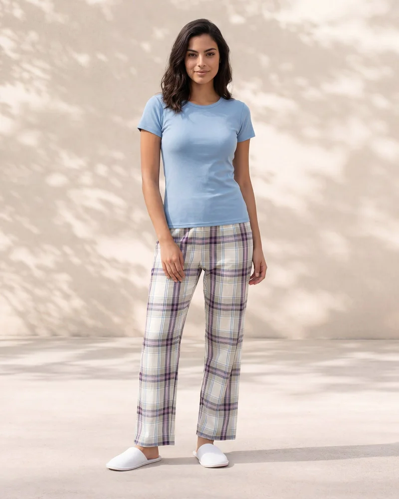 Redtag Women Dusty Blue Printed Pyjama Set