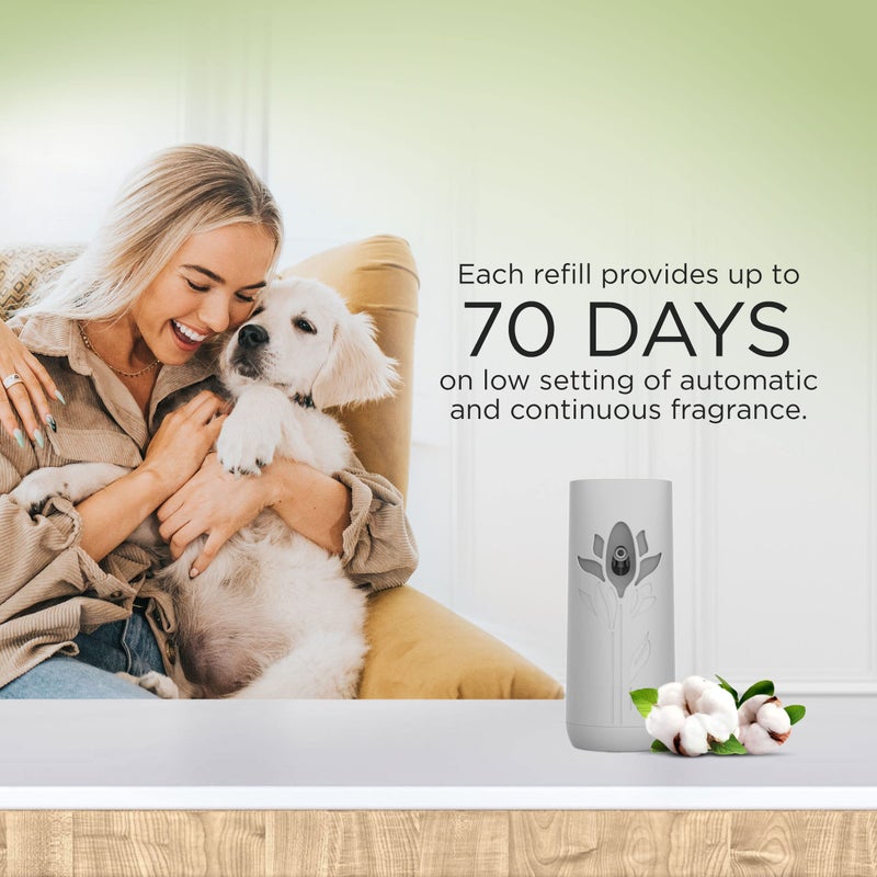 Air Wick Automatic Spray Starter Kit Fresh New Day Pet Fresh Cotton, Air Freshener, Essential Oils, Odor Neutralization - Image 3