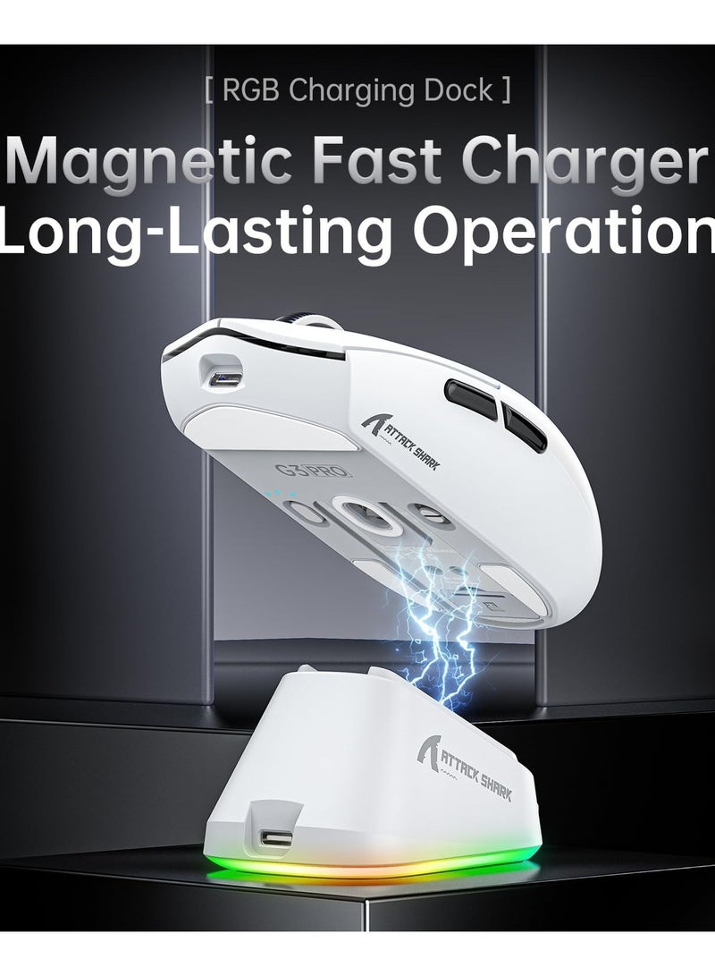 Attack Shark G3PRO Wireless Gaming Mouse with RGB Charging Dock,2.4G/USB-C Wired/BT PAW3311 Optical Sensor 1K Polling Rate Adjustable 25K DPI,500mAh Battery Ultra Lightweight 59g Mice - Image 5