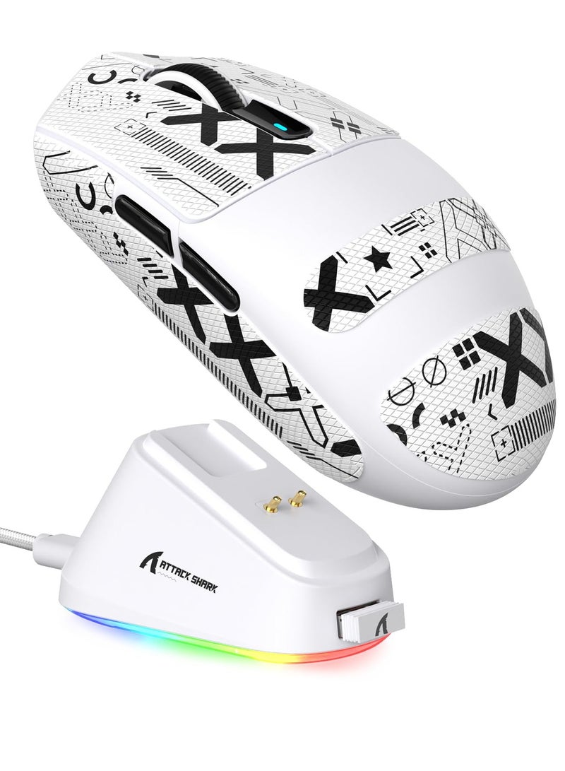 هجوم القرش ماوس ألعاب لاسلكي G3PRO مع قاعدة شحن RGB، 2.4 جيجاهرتز/USB-C سلكي/بلوتوث PAW3311، مستشعر بصري، معدل استطلاع 1K قابل للتعديل، 25 ألف نقطة في البوصة، بطارية 500 مللي أمبير/ساعة، فأرة خفيفة الوزن للغاية 59 جرام - Image 1