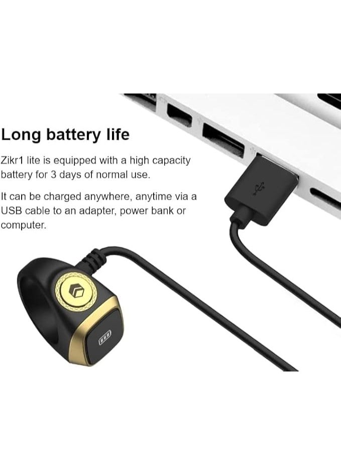 خاتم تسبيح ذكي Zikr1 Lite، عداد تسبيح رقمي مع 5 تذكيرات لأوقات الصلاة، بلوتوث 5.1، شاشة OLED، مقاوم للماء، خاتم صلاة إسلامي قابل لإعادة الشحن - Image 2