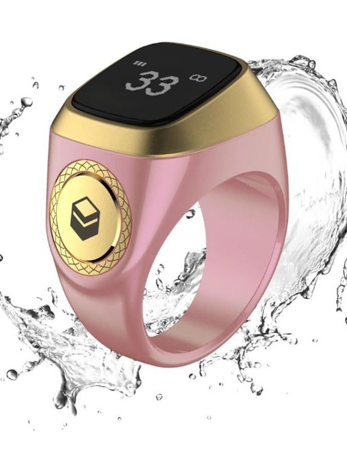 تنم خاتم ذكي للتسبيح والذكر | شاشة OLED للصلاة | خاتم ذكي ببطارية احتياطية | عداد تسبيح يعمل بتطبيق | تقنية تذكير بالصلاة | 5 مؤشرات لتذكير أوقات الصلاة | خاتم ذكي للذكر 18 مم وردي - Image 1