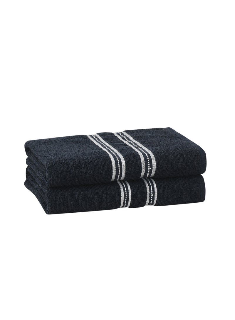 AURIO Premium 100% Cotton Bath Towel Set of 2 – Large 68x135 cm Highly Absorbent Plush Body Towels with Decorative White Double-Stripe Dobby Border – Elegant Luxury Collection - Image 5